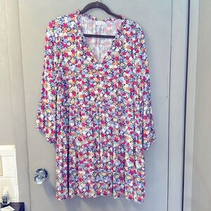 Long sleeve floral print dress